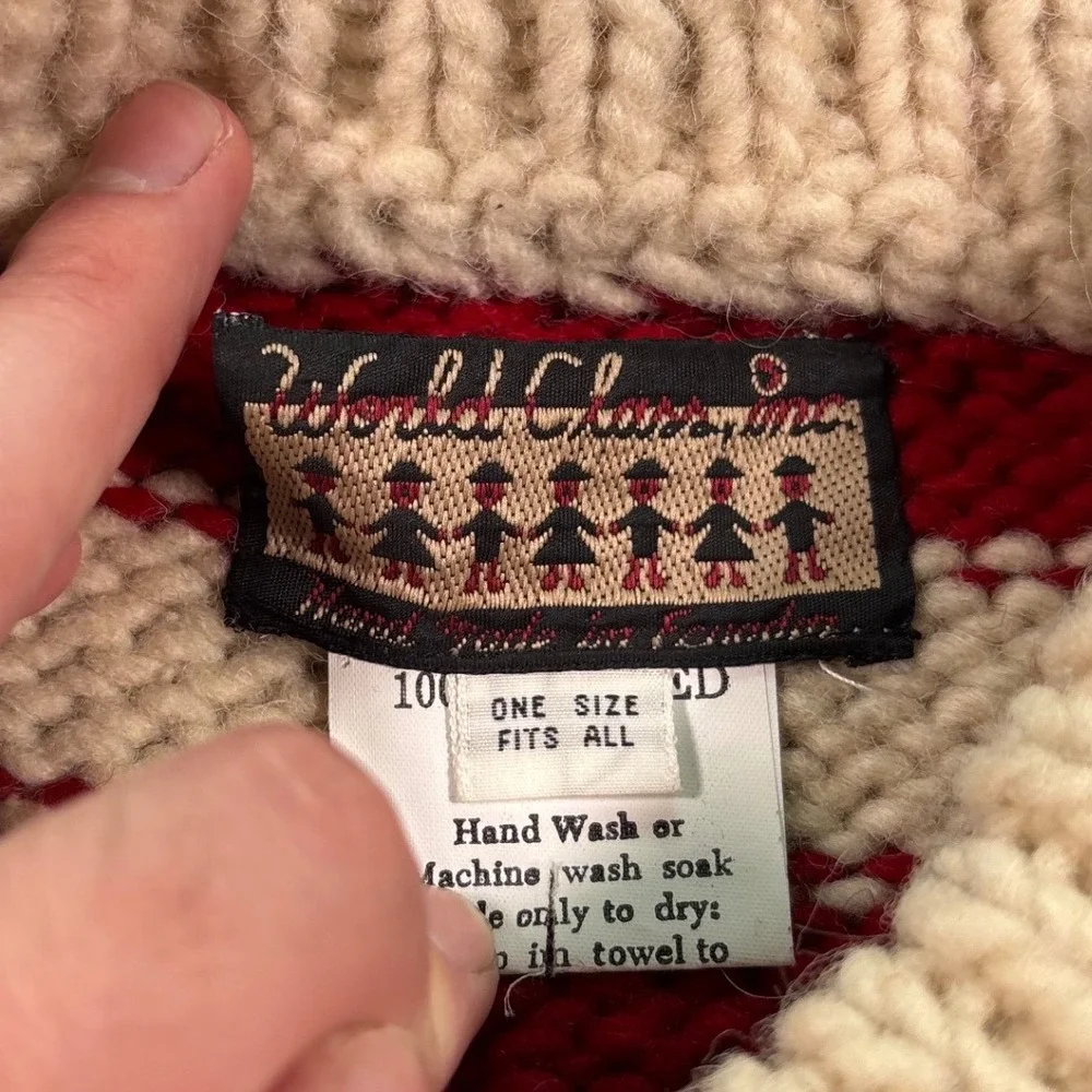 Vintage USA Flag American Hand Made In Ecuador 100% Combed Wool Striped Sweater